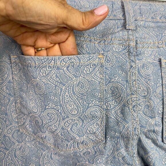 NYDJ Rachel Roll Cuff Ankle Jeans Women’s 6 Blue Paisley Print Mid Rise - Picture 12 of 15